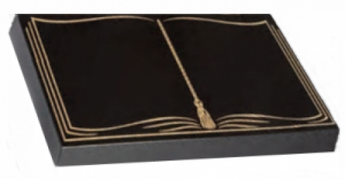 Rectangular Tablet  shown in Black Granite  with Gold Book Outline